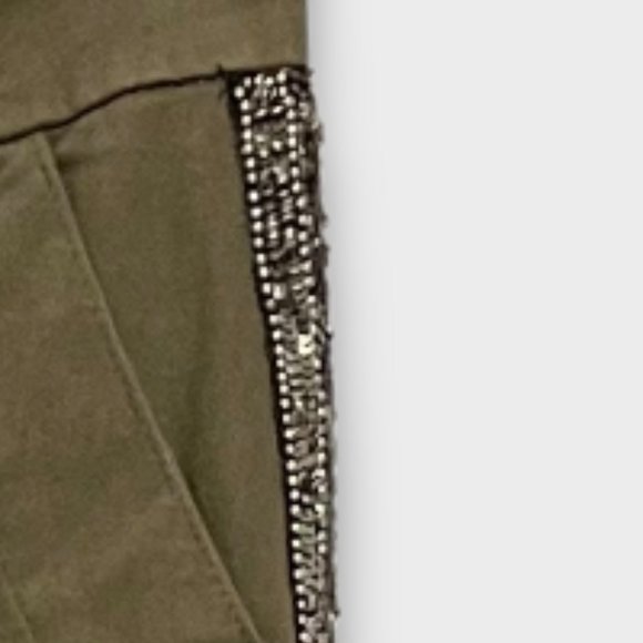 Joie Olive Green Beaded Side Detail Casual Cargo Pants - Picture 4 of 8